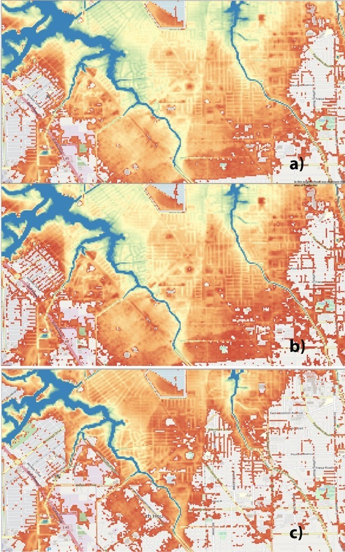 Simulations of the actual flood that occurred in the South Houston and Pasadena neighborhoods can be compared with the floods that would have occurred without climate change. 