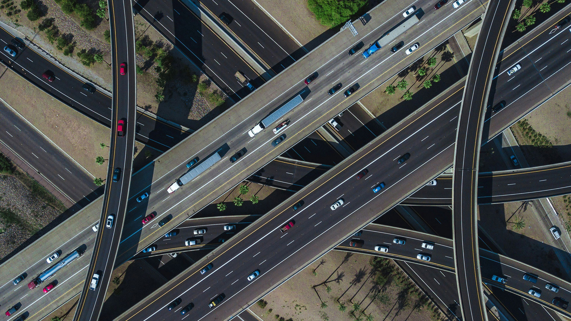 Overhead view of large highway interchange